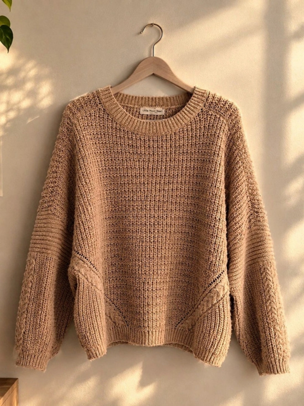 Cozy Tan Knit Sweater | Oversized Fall/Winter Sweater | Cute & Comfy